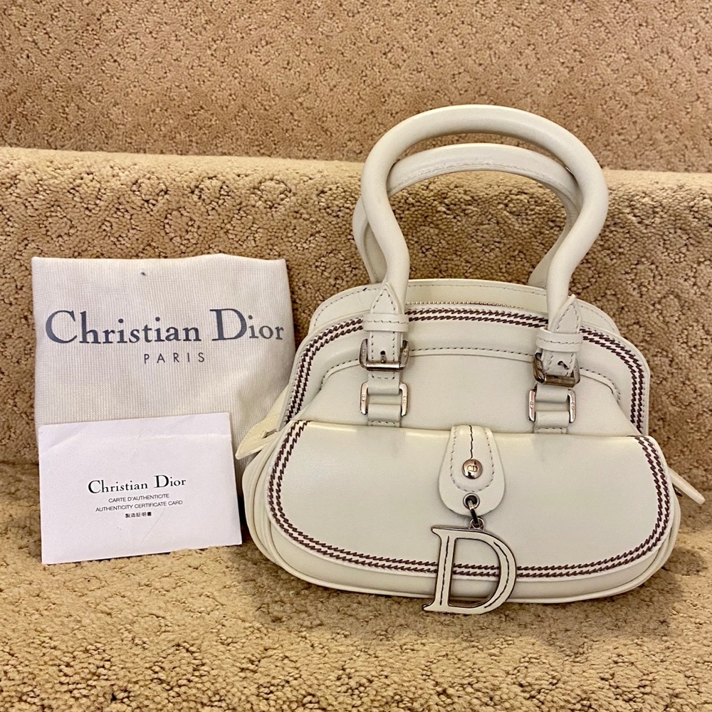 Authentic Dior mini detective white leather